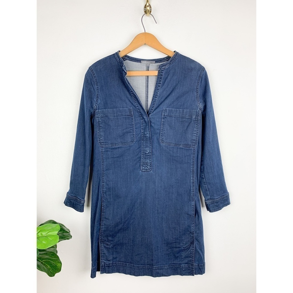 Vince Women’s Lightweight Chambray Denim Mini Shirt Dress Sz 2